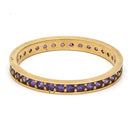 Inele - Inel aur galben 14K cu pietre mov zirconia – model Tennis