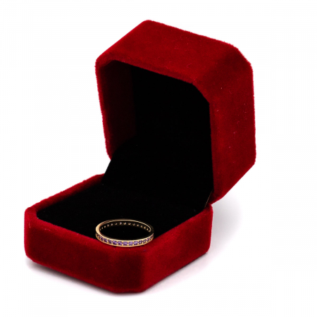 Inel aur galben 14K cu pietre mov zirconia – model Tennis [2]