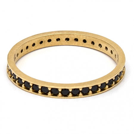 Inele - Inel aur galben 14K cu zirconia neagră – model Tennis