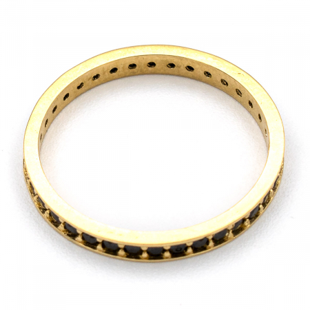 Inel aur galben 14K cu zirconia neagră – model Tennis [3]