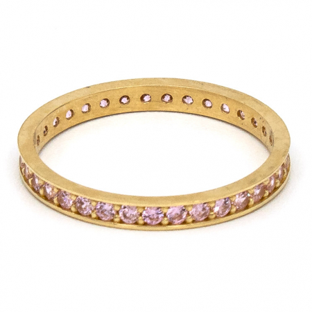 Inele - Inel aur galben 14K cu zirconia roz – model Tennis