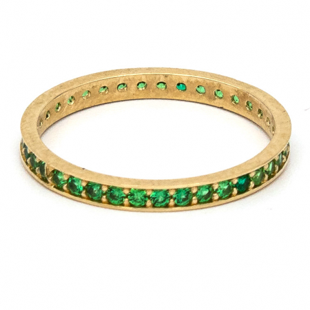 Inele - Inel aur galben 14K cu zirconia verde – model Tennis