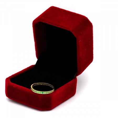 Inel aur galben 14K cu zirconia verde – model Tennis [2]