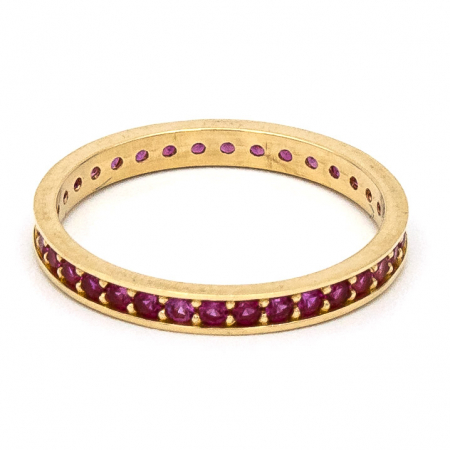 Inele - Inel aur galben 14K cu pietre zirconia vișinii – model Tennis