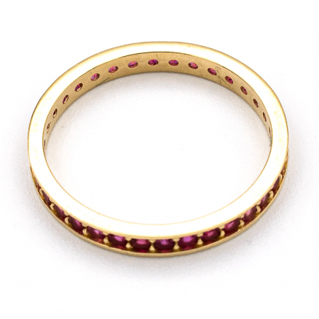 Inel aur galben 14K cu pietre zirconia vișinii – model Tennis [3]