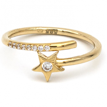 Inele - Inel Tip Cui cu Stea din aur galben 14K – GOLD PIC