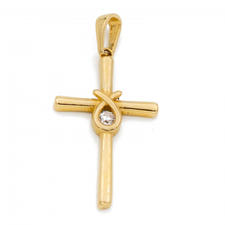 Pandantive - Cruce Aur 14k cu Piatra Zirconia