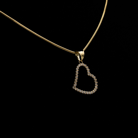 Pandantiv inimă Sweetheart aur galben 14K cu zirconii [3]