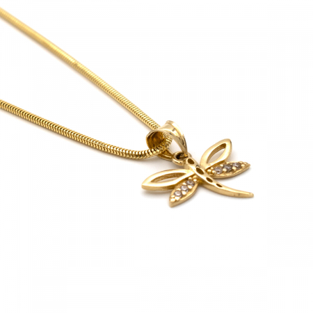 Pandantiv libelulă din aur galben 14K cu zirconii – model Zenfly [2]