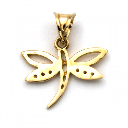 Pandantiv libelulă din aur galben 14K cu zirconii – model Zenfly [1]