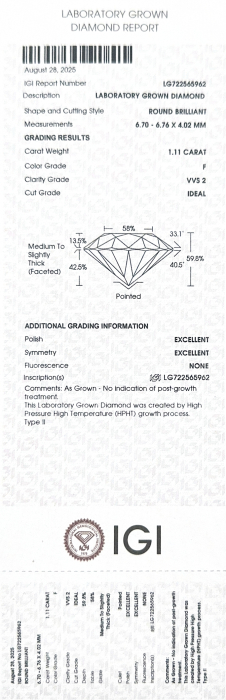 Diamant lab grown 1,11 ct - F VVS2 [2]