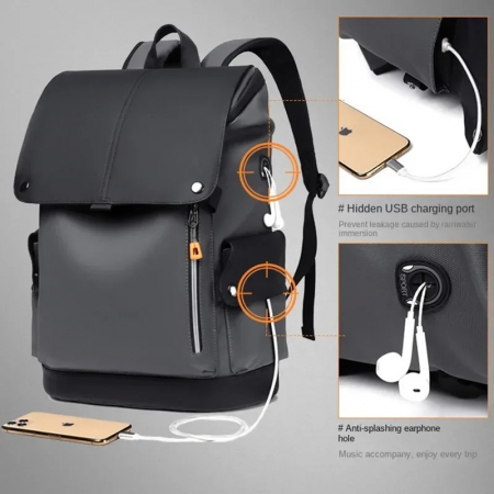 Rucsac pentru laptop cu port USB si iesire pentru casti TECH ZONE [2]