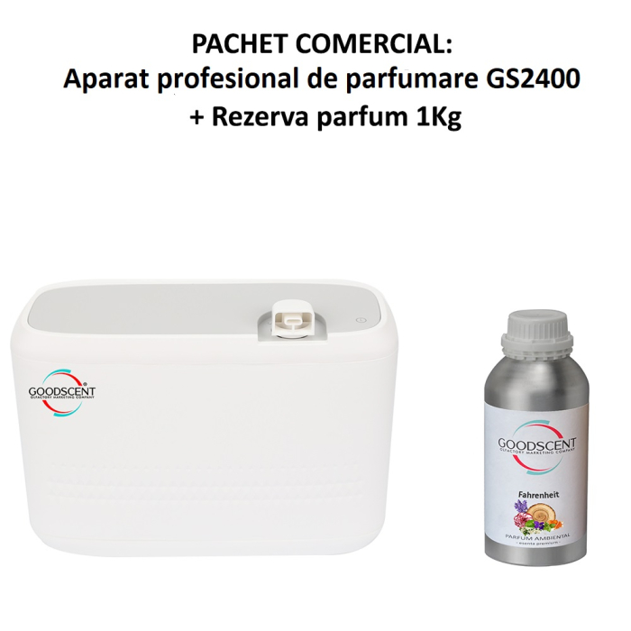 Aparat profesional Parfumare spatii Good Scent GS2400, culoare alba cu rezerva 1 Kg inclusa