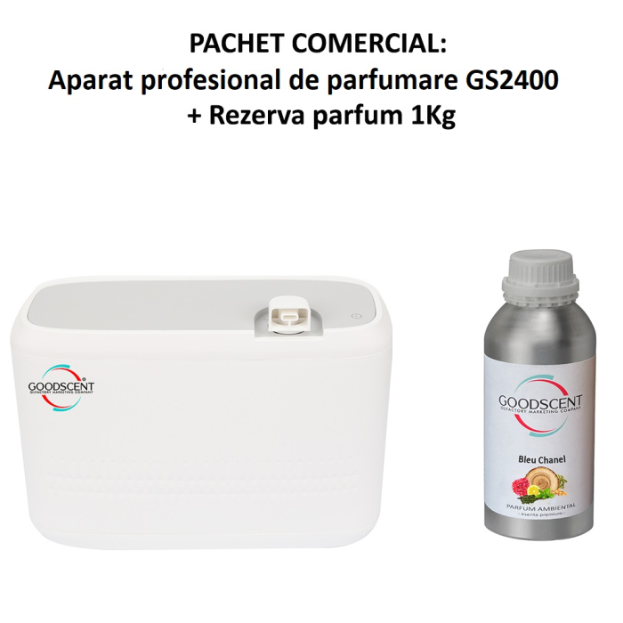 Aparat profesional Parfumare spatii Good Scent GS2400, culoare alba cu rezerva 1 Kg inclusa