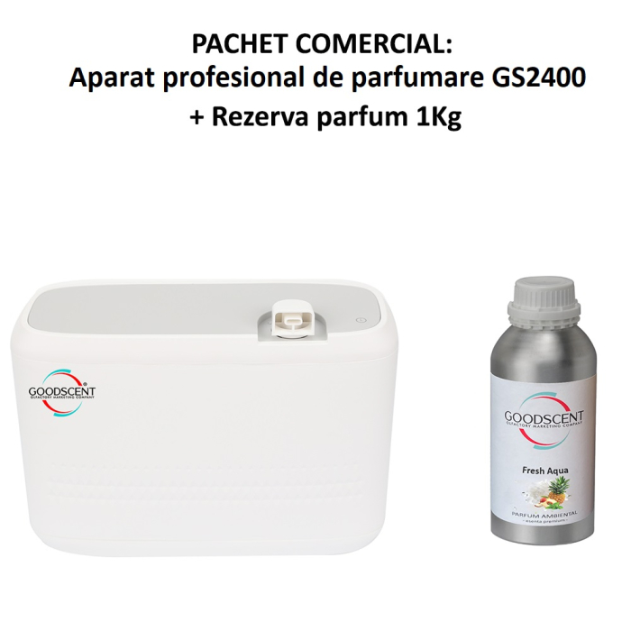 Aparat profesional Parfumare spatii Good Scent GS2400, culoare alba cu rezerva 1 Kg inclusa
