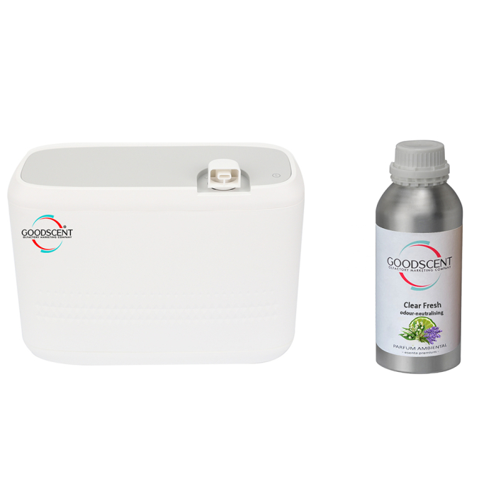 Aparat profesional Parfumare spatii Good Scent GS2400, culoare alba cu rezerva 1 Kg inclusa