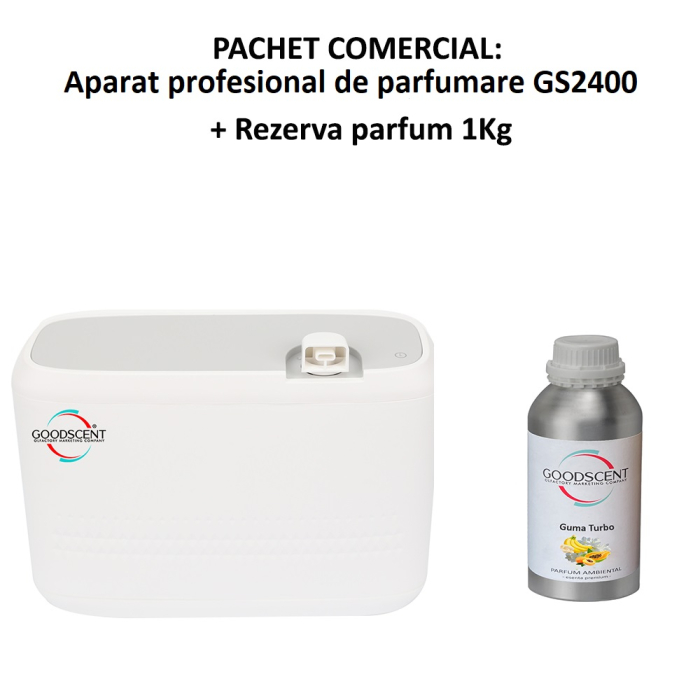 Aparat profesional Parfumare spatii Good Scent GS2400, culoare alba cu rezerva 1 Kg inclusa
