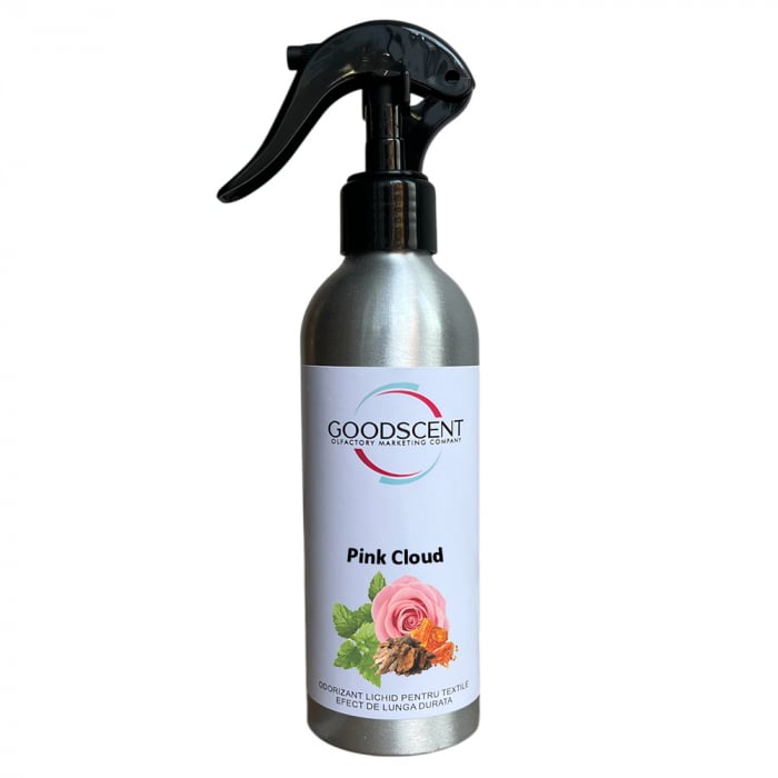 Odorizant Lichid pentru textile, Good Scent, aroma Pink Cloud, 200 g, cu pulverizator