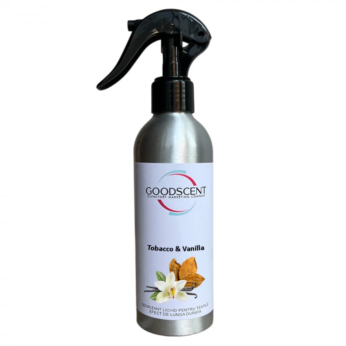 Odorizant Lichid pentru textile, Good Scent, aroma Tobacco Vanilla, 200 g, cu pulverizator