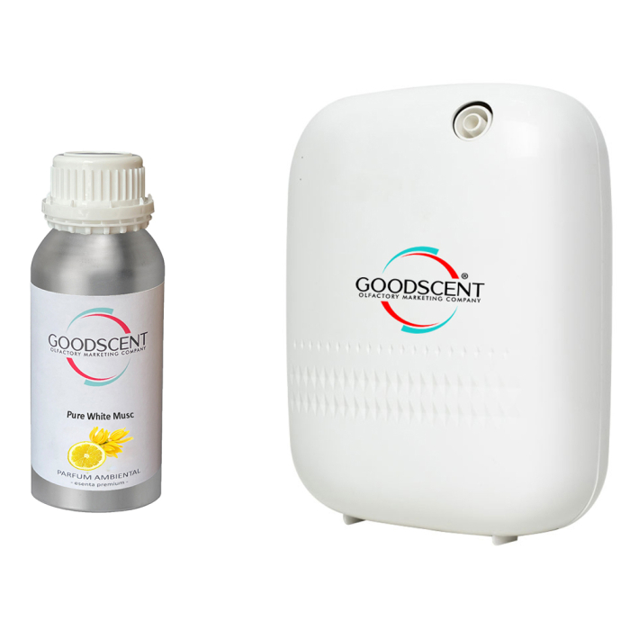 PACHET: Aparat Profesional Parfumare spatii Good Scent GS480, culoare alba cu 500 g esenta inclusa