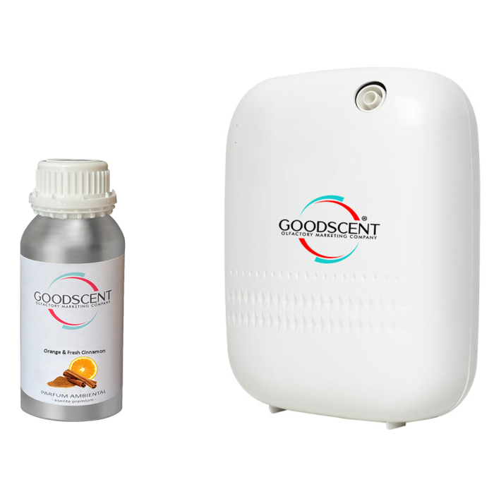 PACHET: Aparat Profesional Parfumare spatii Good Scent GS480, culoare alba cu 500 g esenta inclusa