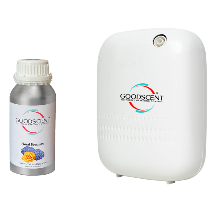 PACHET: Aparat Profesional Parfumare spatii Good Scent GS480, culoare alba cu 500 g esenta inclusa