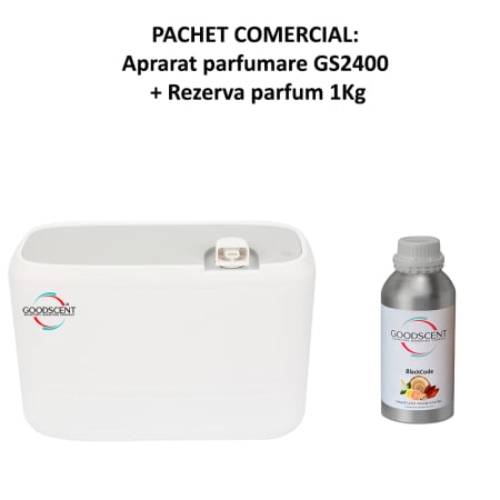 Odorizante Profesionale - Aparat profesional Parfumare spatii Good Scent GS2400, culoare alba cu rezerva 1 Kg inlcusa