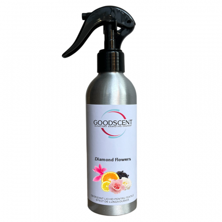 Professional Sprayer Air Freshener - Air Freshener Liquid for fabrics, Good Scent, Diamond Flowers fragrance, 200gr, with sprayer