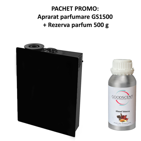 Odorizante Profesionale - PACHET: Aparat profesional Parfumare spatii Good Scent GS1500 Luxury, culoare negra, cu rezerva inclusa