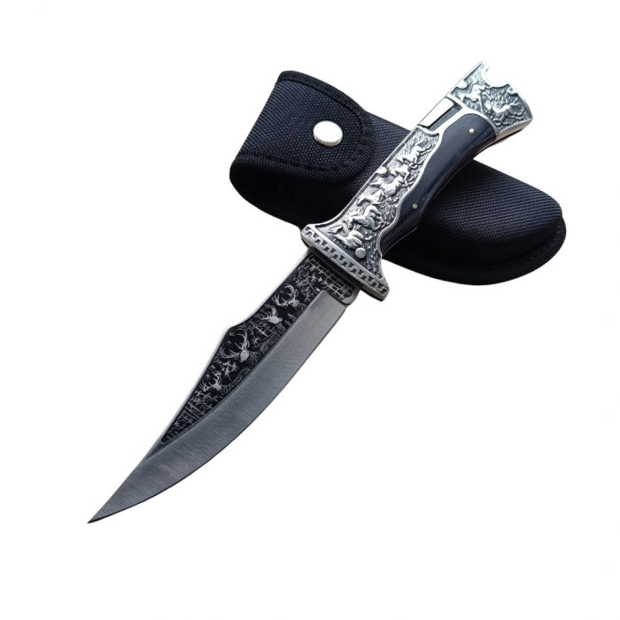 Cutit Solid Tip Briceag pentru Vanatoare, Camping, Pescuit, Drumetii cu husa GospodarMag.ro [5]