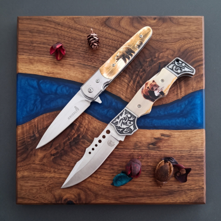 Outdoor și Camping - Set Cadou: Briceag Tradițional Ursul Brun + Briceag EDC Grizzly Model Urs (CBSET-5)