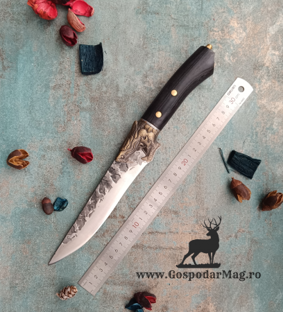 Cuțit de vânătoare Dragon Head, oțel inoxidabil, mâner din lemn, 33.5 cm, GospodarMag [5]