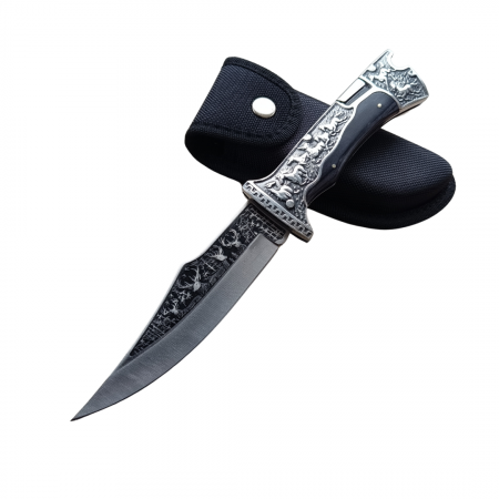 Cutit Solid Tip Briceag pentru Vanatoare, Camping, Pescuit, Drumetii cu husa GospodarMag.ro [4]