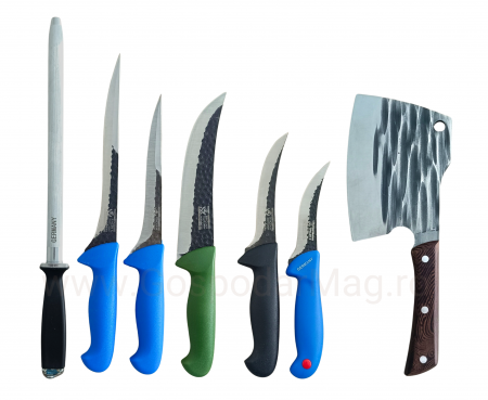 Cutite si Accesorii Macelarie - Set 7 PIESE (F7) Cutite Macelarie Din Otel Carbon, Forjate, RINGEN K/Germany GospodarMag