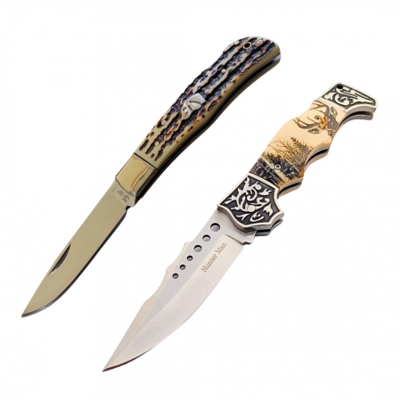 Cutite si Accesorii Vanatoare - Set Briceag Cerb Carpatin si Imitatie Corn Cerb