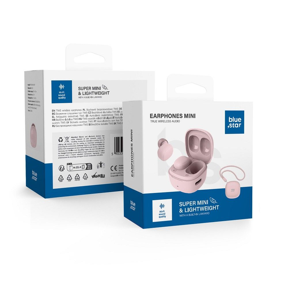 Căști Wireless BLUE STAR TWS Mini A19 - Roz [4]