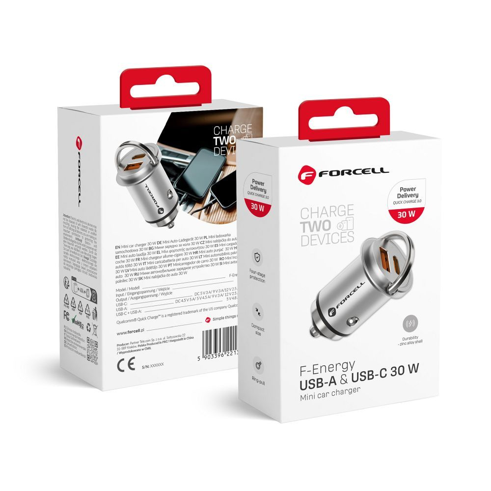 Încărcător auto Forcell F-Energy Mini USB-A & USB-C 30W [3]