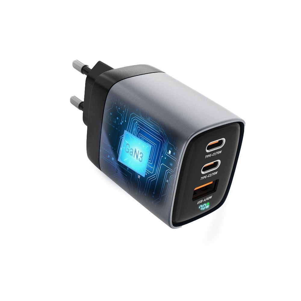 Încărcător rețea Forcell F-Energy GaN III 70W, 2x USB-C PD, 1x USB-A, QC 4.0, gri [3]