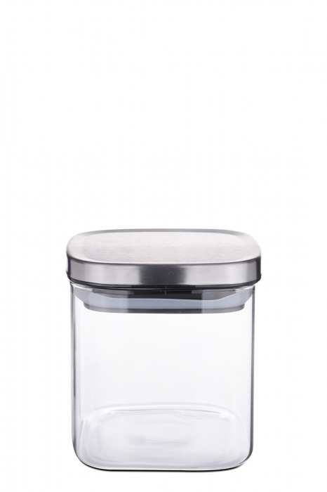 Borcan de depozitare din sticla alba dreptunghiulara 600 ml [1]