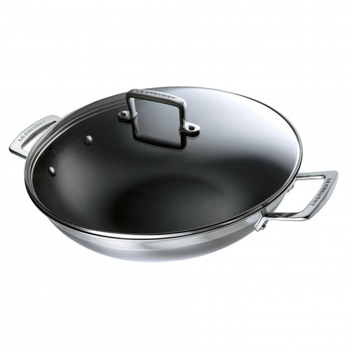 Wok antiaderent Le Creuset cu 3 straturi cu capac din sticla [3]
