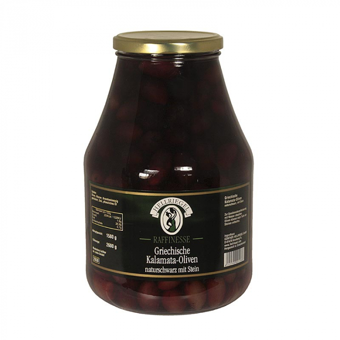 Masline negre extra mari Kalamata, cu samburi, in saramura, Jardinelle, 2,6 kg [1]