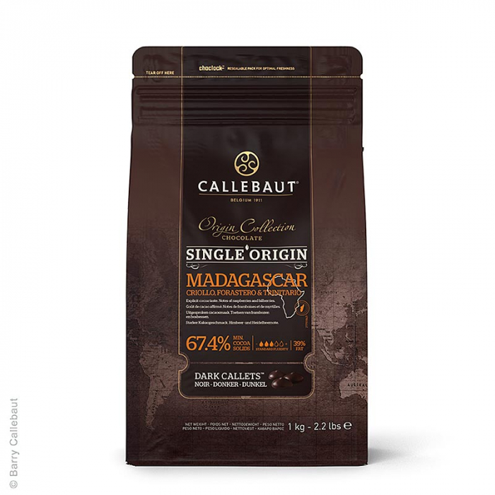 Origine Madagascar, acoperire neagra, Callets, 67,4% cacao, 2,5 kg [1]