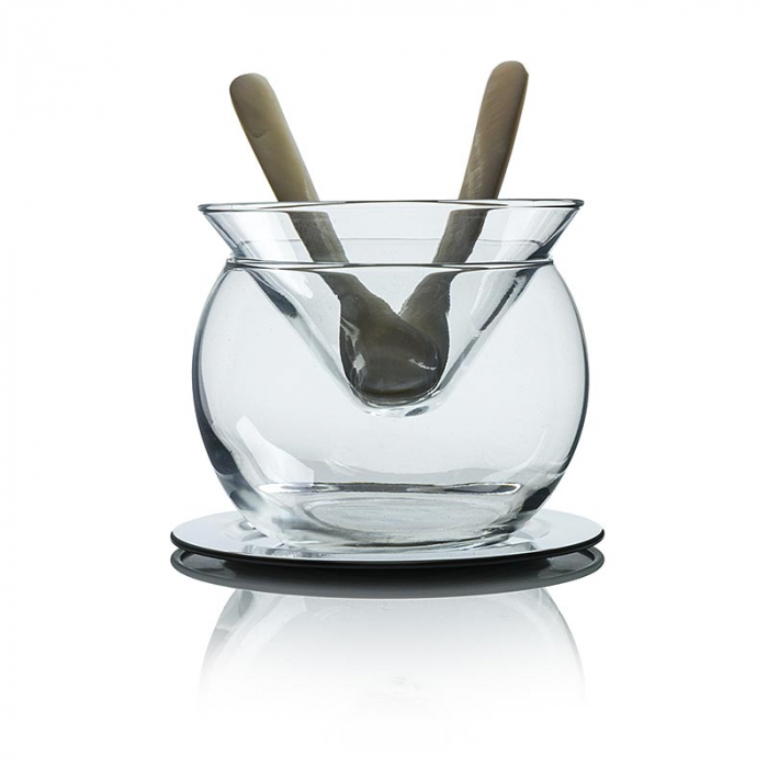 Set de caviar - Caviar Baeriskaya și bol de caviar de sticlă și 2 linguri, 125g [3]