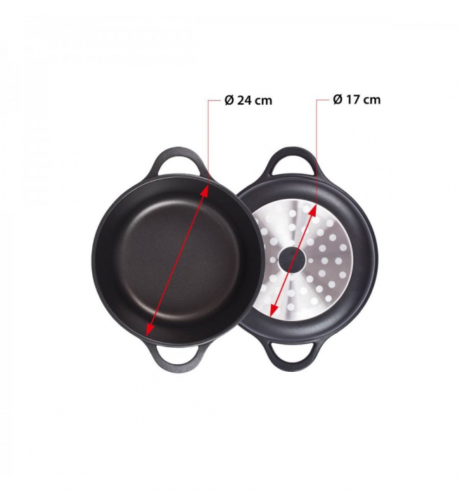 Tigaie inalta Valira cu capac Aire Black ⌀ 24 cm [3]