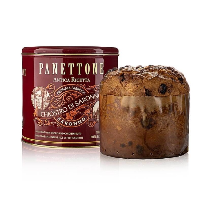 Tort Panettone de Craciun - Clasic, cutie metalica decorativa, 1 kg [1]