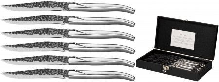 Cutite pentru friptura - Set 6 Cutite Friptura, Jay Hill, Laguiole Raw Black, Stainless Steel