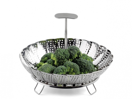 Noutati Gourmetto - Vas de gatit legume alb cu maner telescopic 13-23 cm