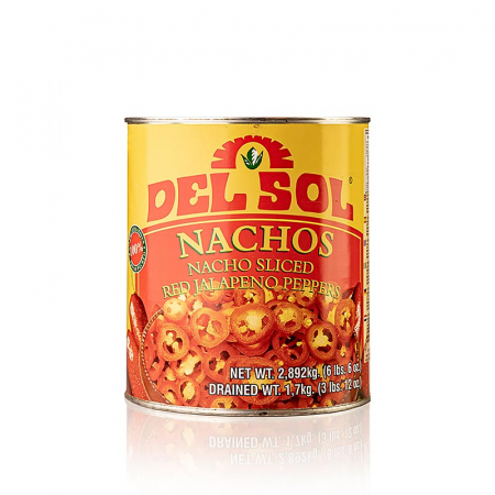 Bacanie - Chili Peppers Jalapenos, rosu, feliat, Del Sol, 1.7kg net