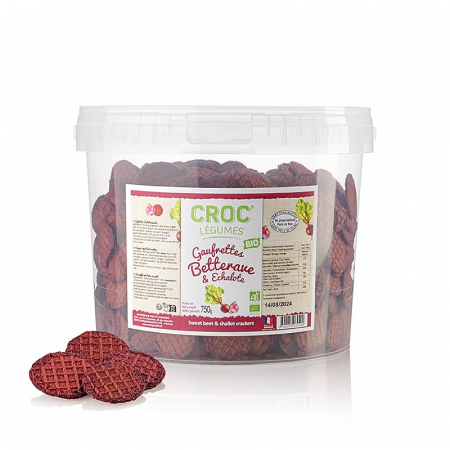 Bacanie - Biscuiti Mini Waffle cu sfecla rosie si esalota, BIO, Gaufrettes, Bar snack, Tresors, 800 g