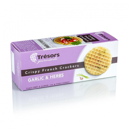 Gustari - Biscuiti Mini Waffle cu usturoi si ierburi, Bar snack, Tresors, 95 g